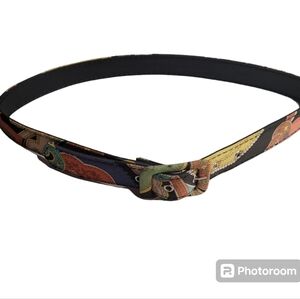 VINTAGE,retro, multicolor, Boho print belt. 39" L, 1" W.